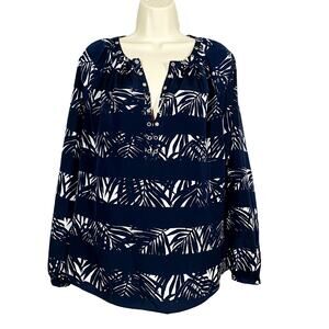 Michael Kors Semi Sheer Tropical tunic Overaize Loose Fit Tropical Navy - S